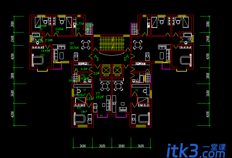 CAD别墅设计图纸及效果图大全-1